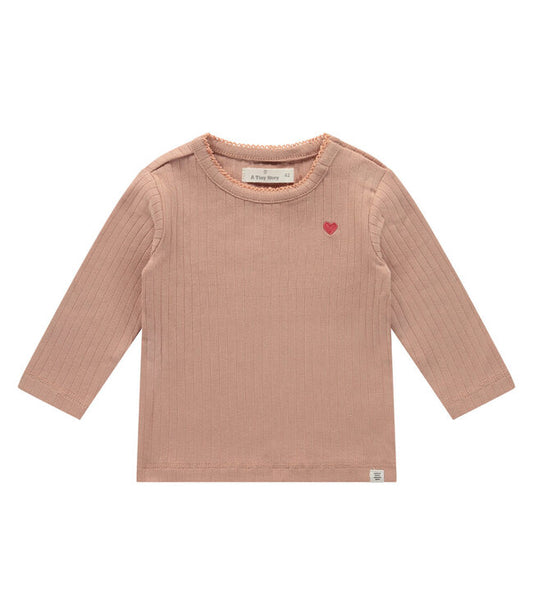baby t shirt long sleeve rib dusty coral by A tiny story